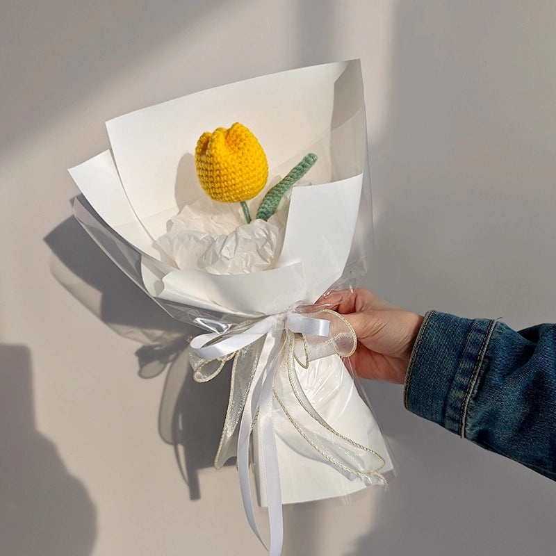 Delicate Tulip Knit Artificial Flowers Bouquet|Home Decor Artificial Flowers