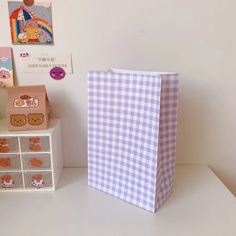 Cute Bear Cartoon Plaid Paper Gift Bag Creative Packaging Bag|Gift Bags & Packaging