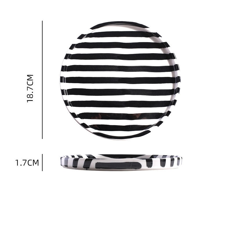 Casual Cute Striped Ceramic Plate and Water Bottle Set 1 Piece | Home & Kitchen Tableware