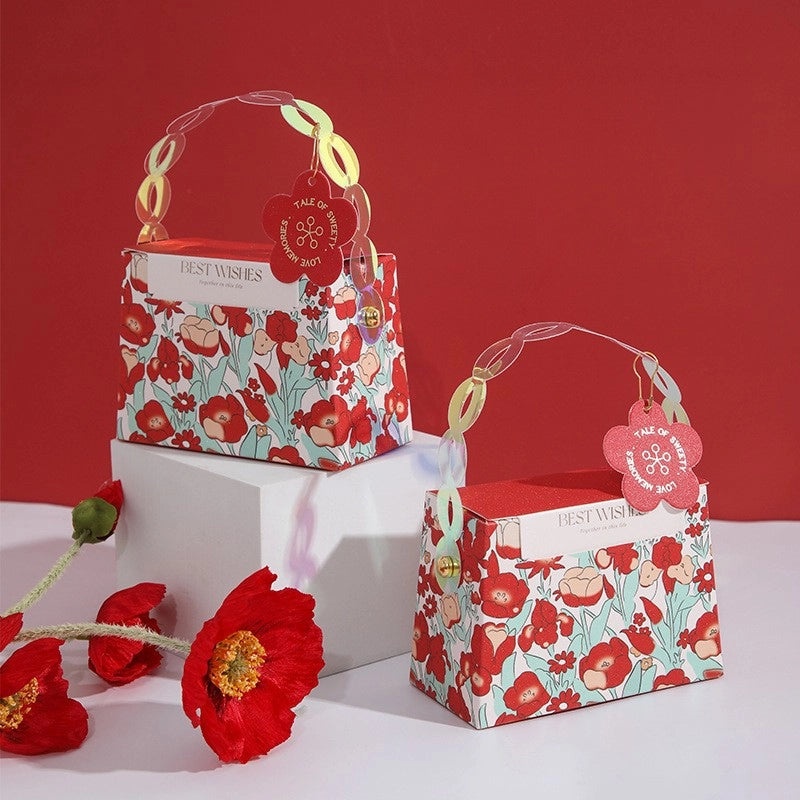 Valentine's Day Floral Paper Gift Bags for Weddings and Parties|Gift Bags & Packaging