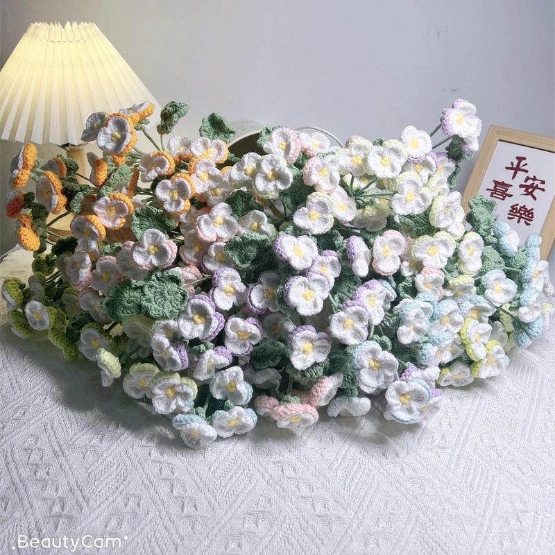 Hand-Woven Preserved Pansy Bouquet DIY Artificial Wool Flowers Teacher's Day Gift|Home & Garden > Handmade Gifts > Floral Arrangements