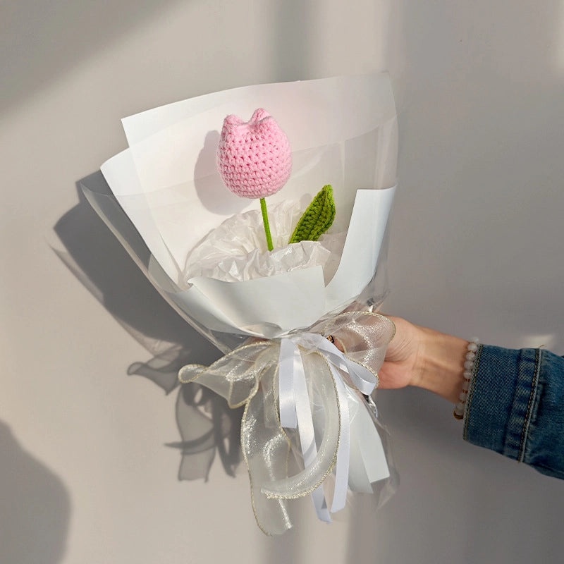 Delicate Tulip Knit Artificial Flowers Bouquet|Home Decor Artificial Flowers