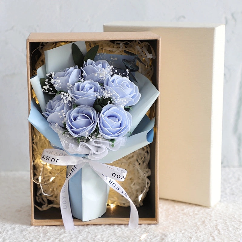 Romantic Vibrant Solid Soap Flower Bouquet Artificial Floral Decoration|Home Decor Artificial Flowers