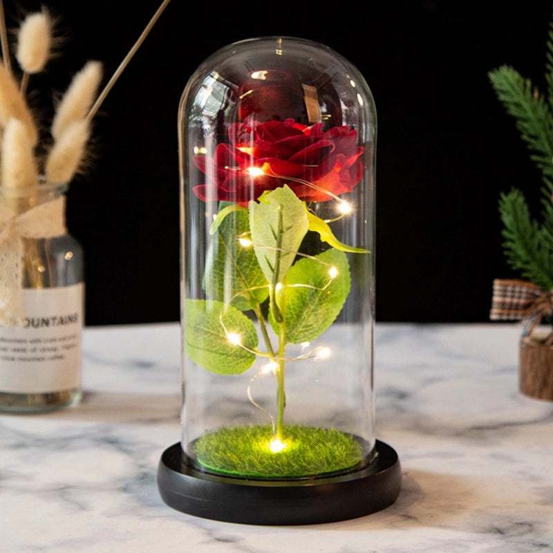 Romantic Rose Bouquet with Plastic, Wood, and Glass Elements|Home Decor Artificial Flowers