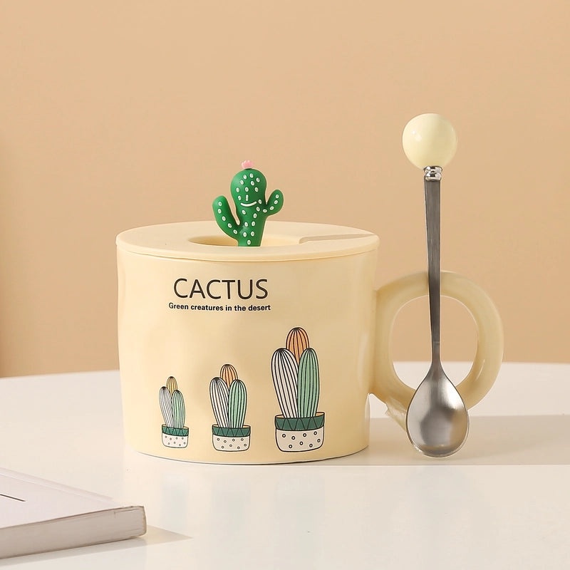 Cute Cactus Letter Silicone Ceramic Water Bottle - 1 Piece | Home & Kitchen Accessories