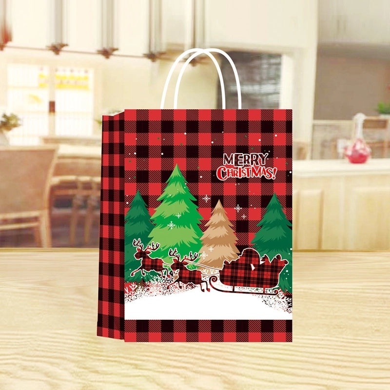 Cute Christmas Tree Kraft Paper Party Gift Bags for Holiday Presents|Holiday Gift Bags