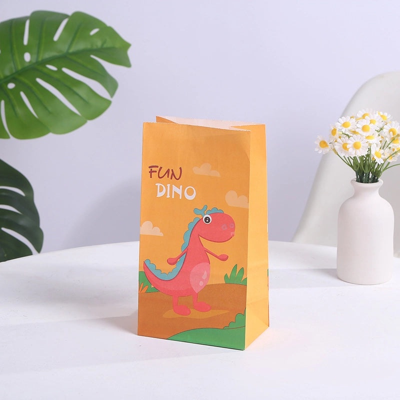 Adorable Dinosaur Cartoon Paper Gift Bags for Birthday Party Favors|Party Supplies