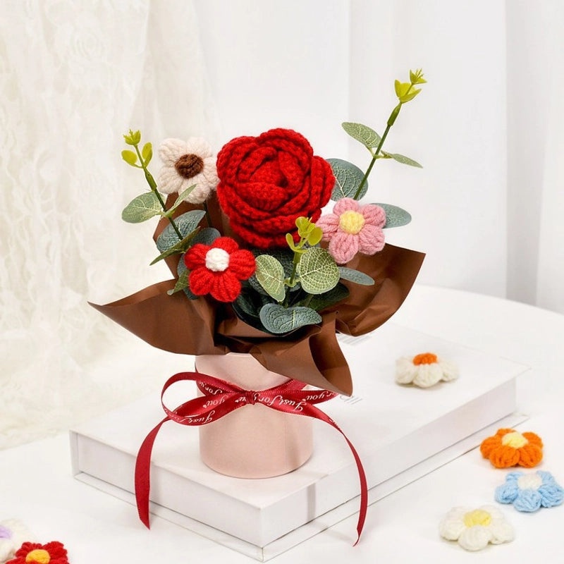 Handmade Pastoral Flower Yarn Artificial Blooms|Home Decor & Artificial Flowers