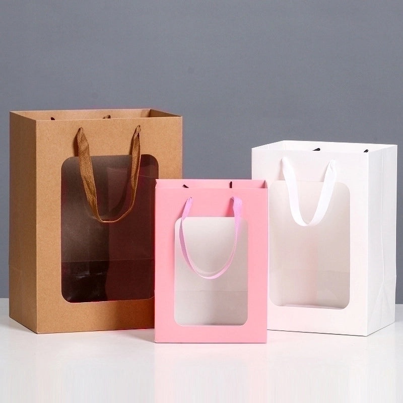 Transparent Gift Bag with Open Window for Teacher's Day Flowers | Gift Packaging Bags