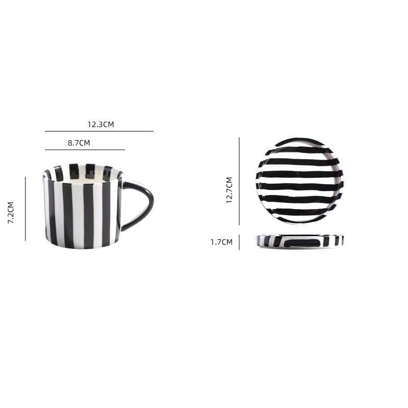 Casual Cute Striped Ceramic Plate and Water Bottle Set 1 Piece | Home & Kitchen Tableware
