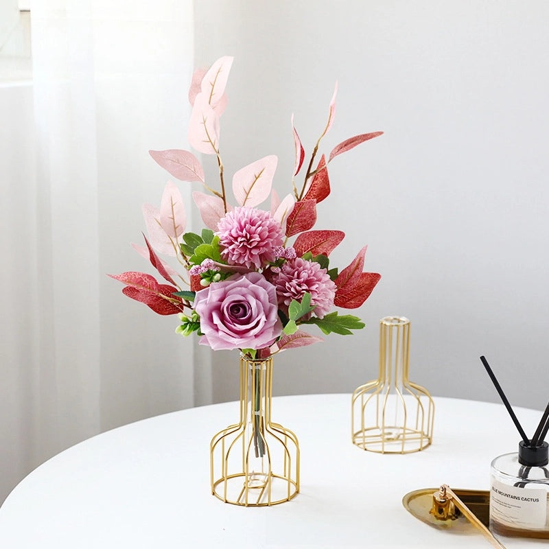 Nordic Artificial Flowers with Glass Vase Set | Home Decor