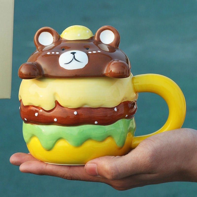 Cute Bear Animal Ceramic Water Bottle Set|Home & Kitchen