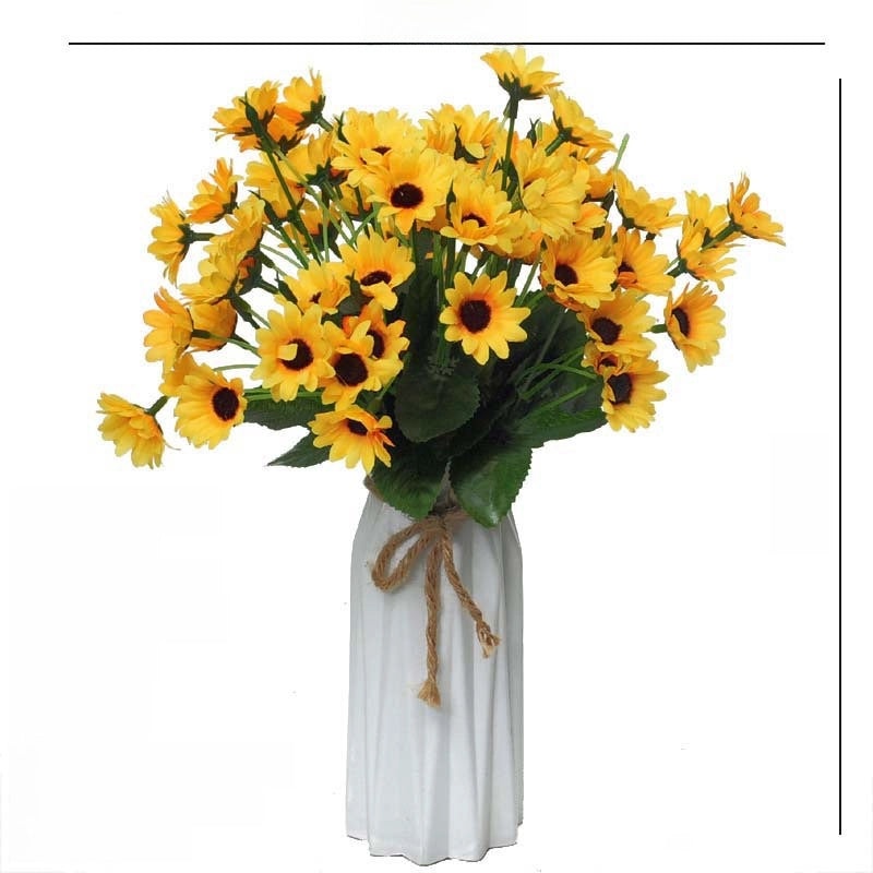 Artificial Sunflower Desktop Plant Decorative Green Potted Flower Home Office Indoor Ornament|Home Decor Artificial Plants
