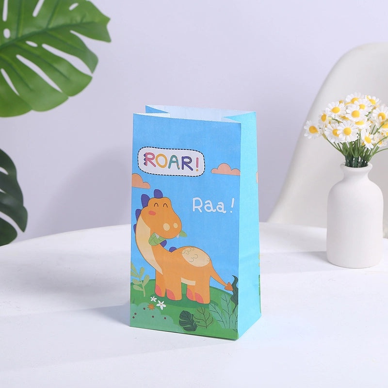 Adorable Dinosaur Cartoon Paper Gift Bags for Birthday Party Favors|Party Supplies