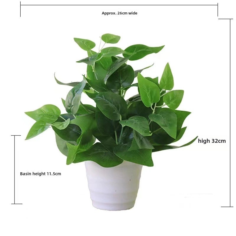 Artificial Green Rose Leaf Plant in Pot|Home Decor Artificial Plants