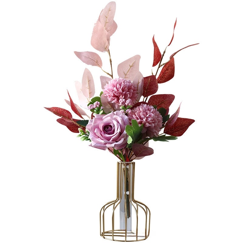 Nordic Artificial Flowers with Glass Vase Set | Home Decor
