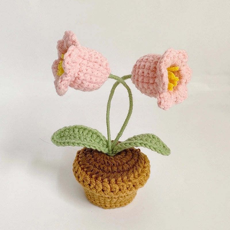 Handmade Wool Crochet Artificial Sunflower and Rose Plant Pot Decor for Car and Home | Home Decor