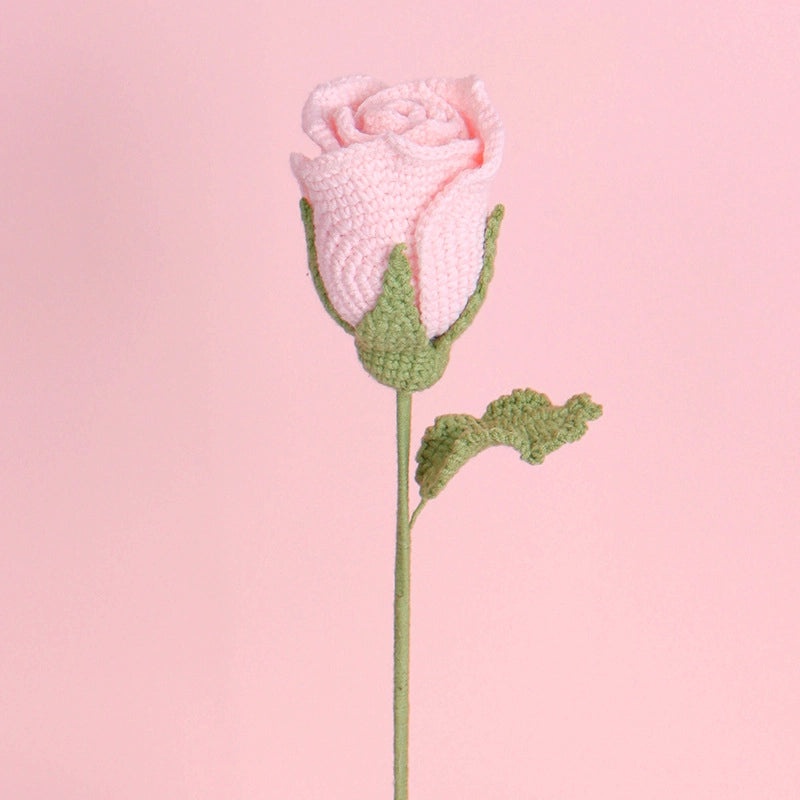 Handmade Wool Woven Eternal Rose Bouquet with Wine Glass Crochet Creative Gift Box for Valentine's Day|Valentine's Gifts