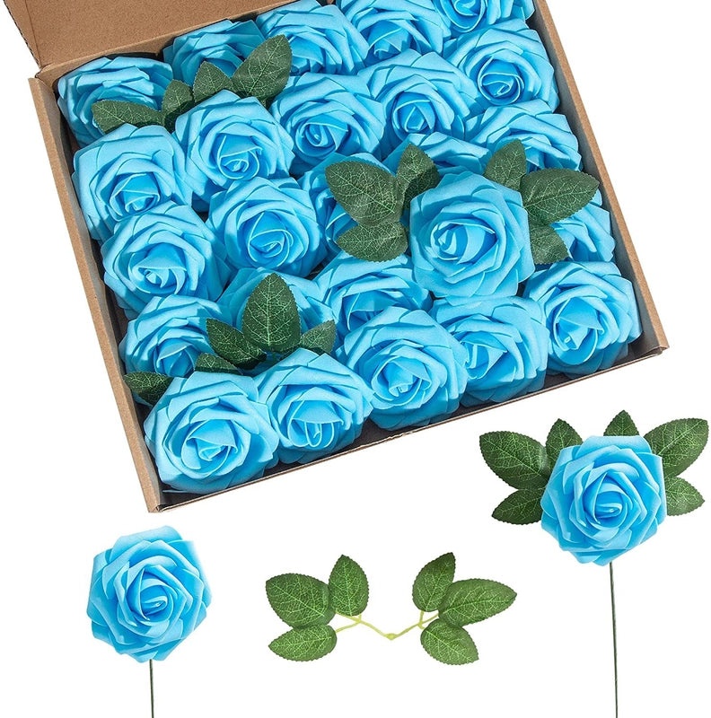 Foam Rose Simulation Gift Box with Stem 25pcs Fake Flowers for Wedding Valentine's Day Decor|Home & Garden > Flowers & Plants > Artificial Flower