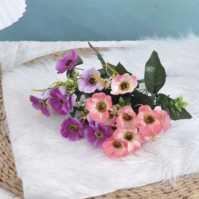 5-branch 10-head Cherry Blossom Silk Flower Bouquet Artificial Spring Decoration for Wedding Hotel Home Living Room|Home Decor