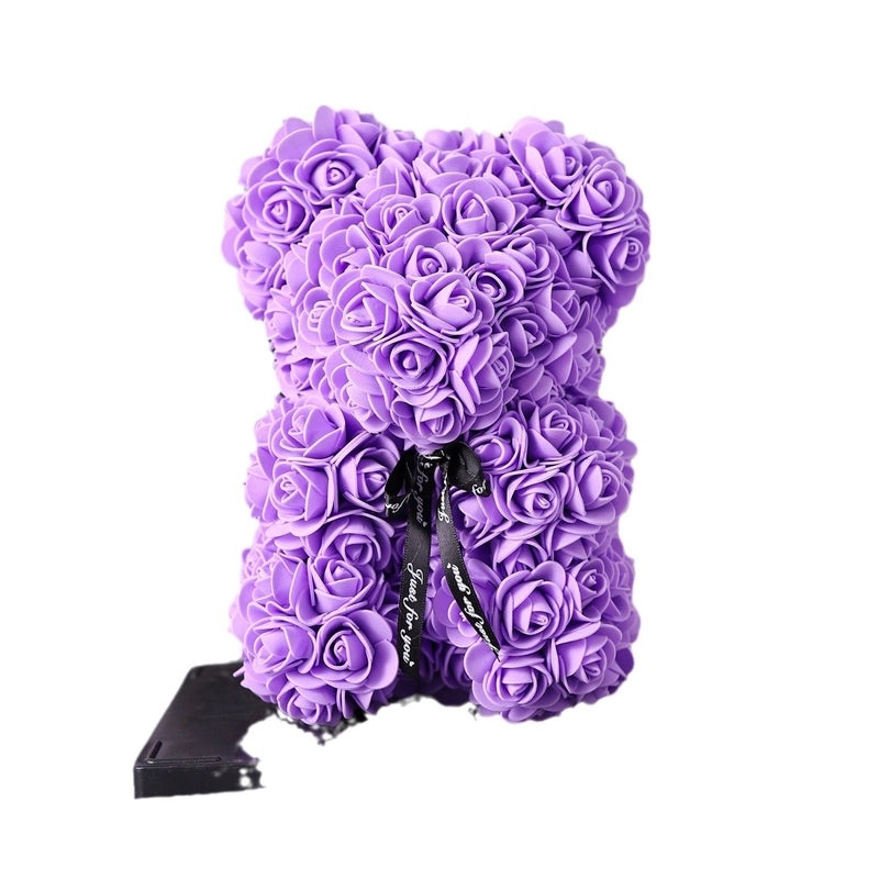 Elegant Bear Figurine with Artificial Flowers for Valentine's Day|Home Decor & Ornaments