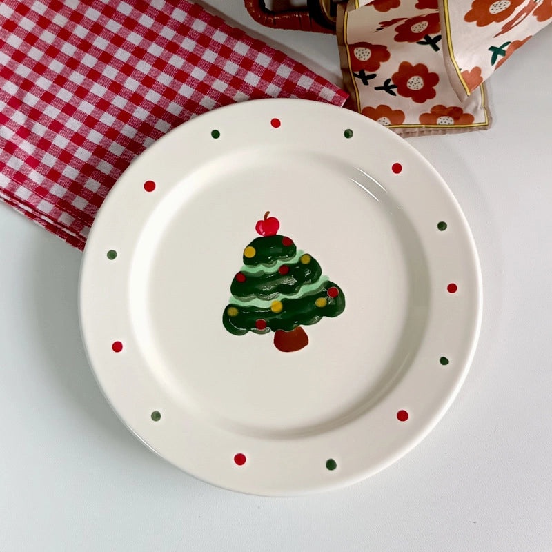 Elegant Christmas Tree Ceramic Plate Mug - Casual Holiday Drinkware | Christmas Decorations