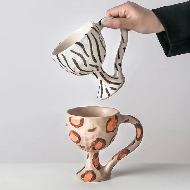 Stylish Leopard Print Ceramic Water Bottle with Casual Stripe Design | Drinkware & Water Bottles