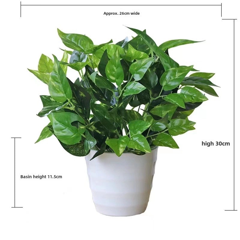 Artificial Green Rose Leaf Plant in Pot|Home Decor Artificial Plants