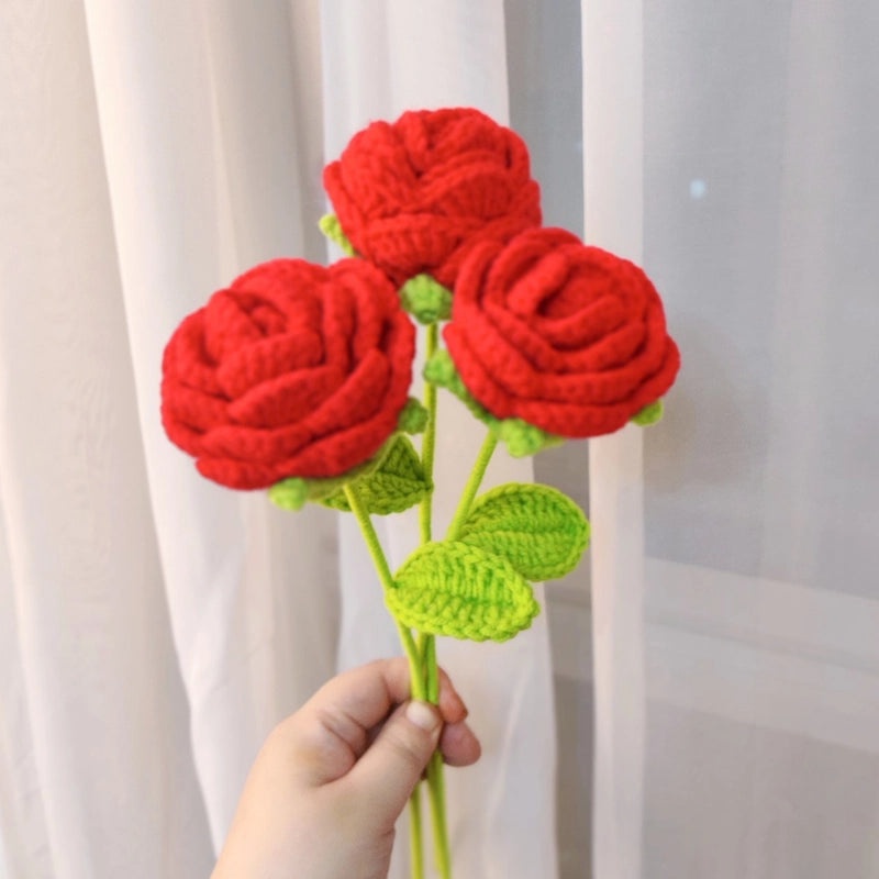 Elegant Rose Yarn Artificial Flowers for Valentine’s Day and Mother’s Day | Home Decor & Gifts