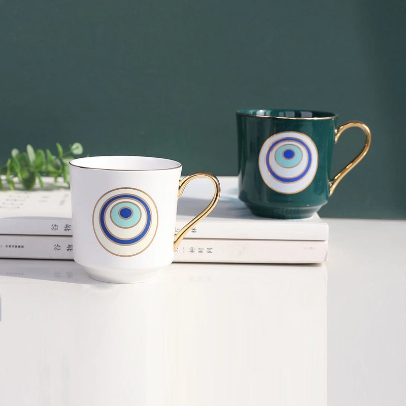 Retro Style Devil's Eye Ceramic Coffee Mug for Everyday Use | Home & Kitchen Mugs