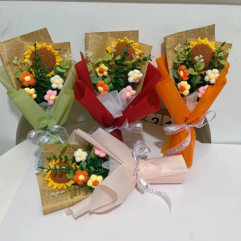 Handmade Pastoral Flower Yarn Artificial Blooms|Home Decor & Artificial Flowers