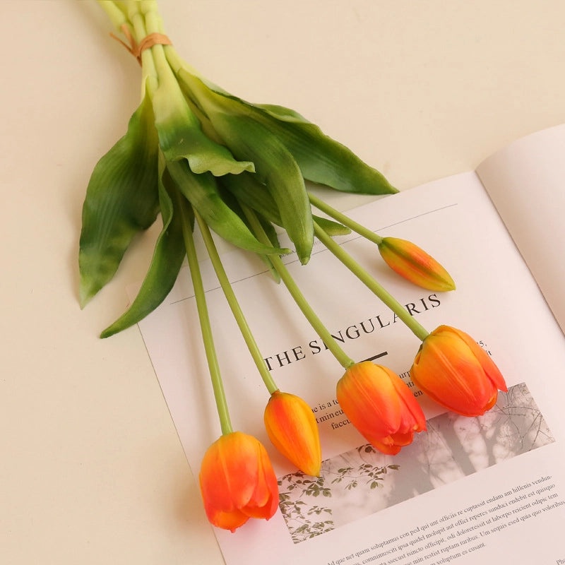 5 Soft Rubber Tulip Sticks Artificial Flowers Home Decor Fake Tulip Bouquet Wholesale | Home Decoration