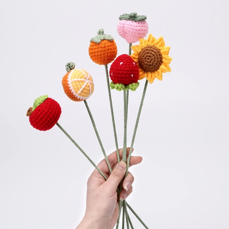 Colorful Fruit-Inspired Yarn Flowers for Decoration|Home Decor & Artificial Flowers