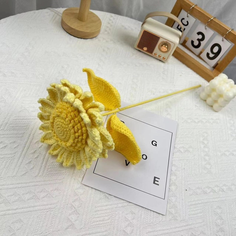 Handmade Sunflower Wool Knitted Belt Double Layer Floral Ornament Gift|Accessories & Jewelry