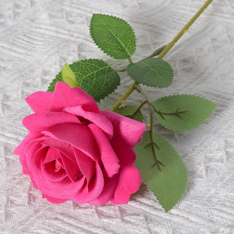 Romantic Artificial Rose Single Stem Valentine’s Day Home & Wedding Decor Soft Flannel Feel|Home Decor & Wedding Supplies