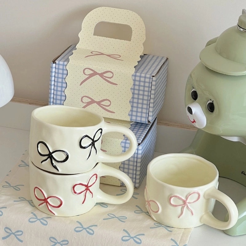 Adorable Ceramic Water Bottle with Bow Knot Design | Home & Kitchen Accessories