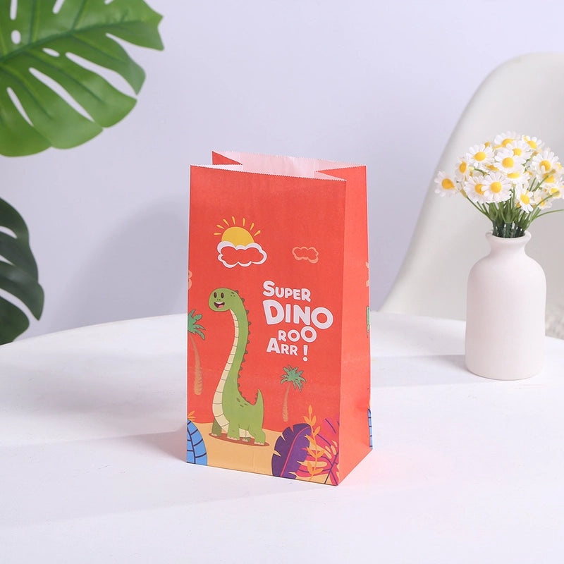 Adorable Dinosaur Cartoon Paper Gift Bags for Birthday Party Favors|Party Supplies