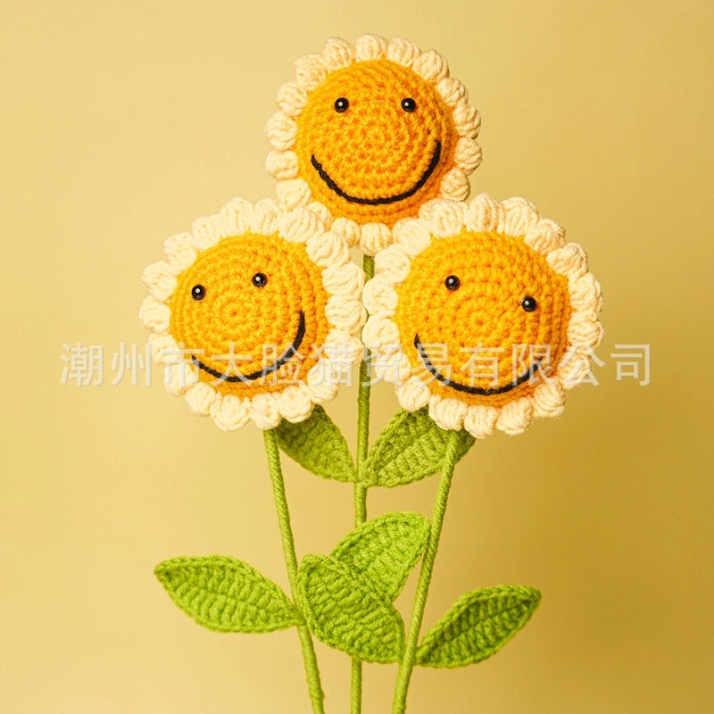 Artificial Sunflower, Rose, and Tulip Yarn Flowers Bouquet|Home Decor Artificial Flowers