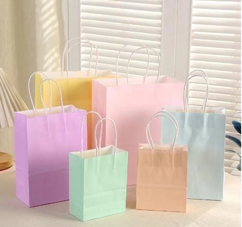 24 Pieces Minimalist Solid Color Paper Gift Bags for Daily Use | Gift Bags & Packaging
