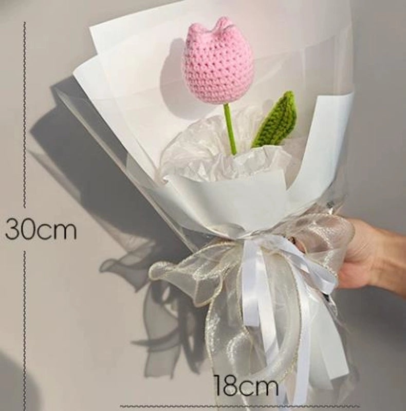 Delicate Tulip Knit Artificial Flowers Bouquet|Home Decor Artificial Flowers