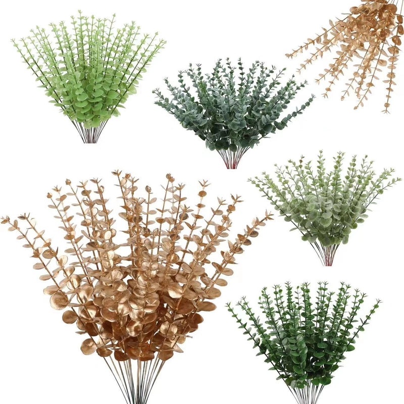 Pastoral Style Faux Green Leaves Artificial Plants Plastic Decorative Flowers|Home Decor Artificial Plants