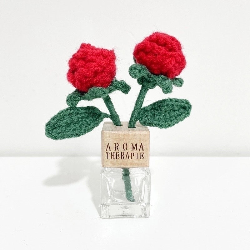 Handcrafted Woven Sunflower & Tulip Aromatherapy Necklace Pendant|Jewelry & Accessories