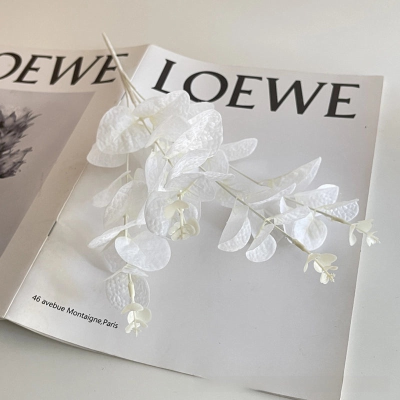 Halloween Black Eucalyptus Leaves Artificial Green Plants Decorative Flowers Single Stem with 4 Forks|Home Decor Artificial Plants