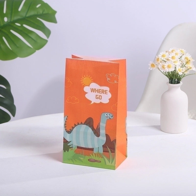 Adorable Dinosaur Cartoon Paper Gift Bags for Birthday Party Favors|Party Supplies