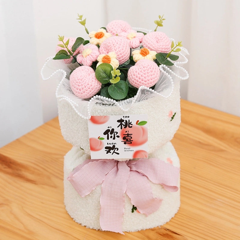 Valentine's Day Cute Fruit-Themed Knit Artificial Flower Bouquet|Home Decor Gifts