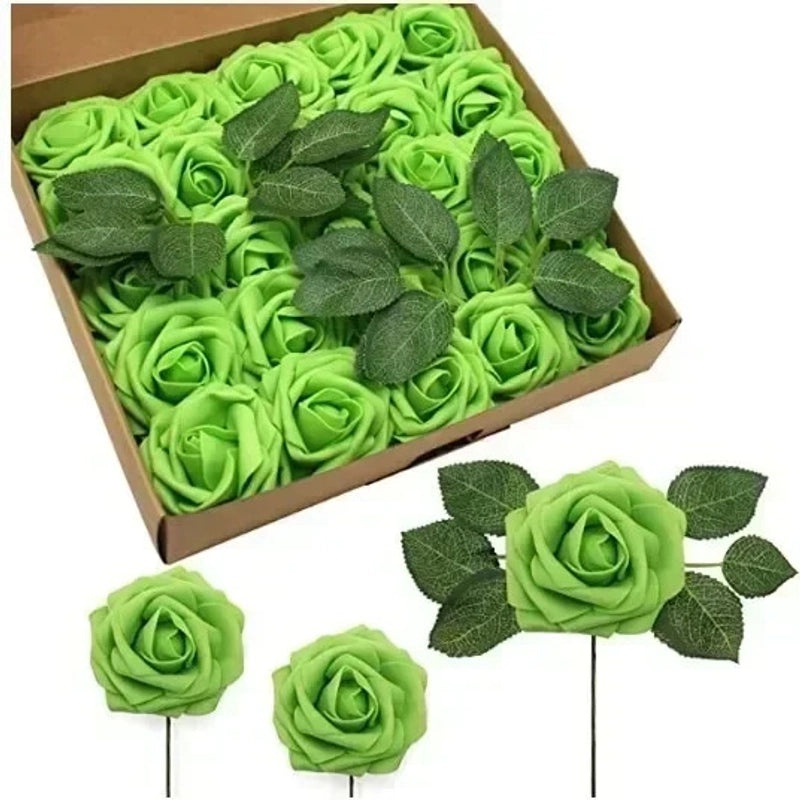 Foam Rose Simulation Gift Box with Stem 25pcs Fake Flowers for Wedding Valentine's Day Decor|Home & Garden > Flowers & Plants > Artificial Flower
