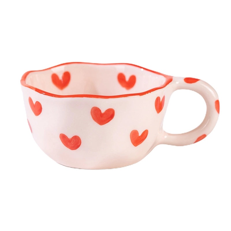 Red Heart Floral Ceramic Water Bottle Casual Style 1 Piece|Home & Kitchen