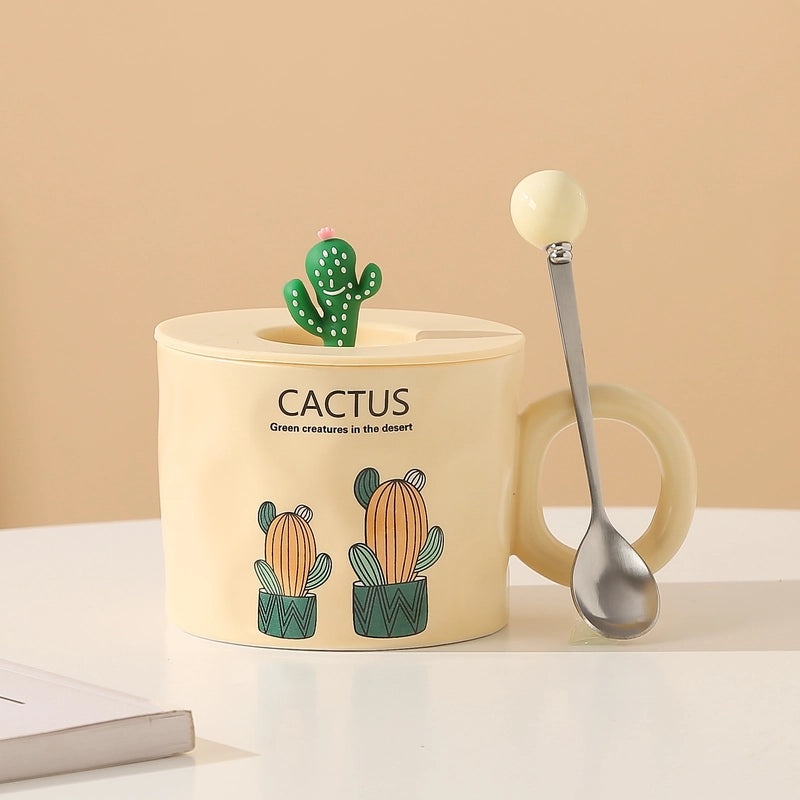 Cute Cactus Letter Silicone Ceramic Water Bottle - 1 Piece | Home & Kitchen Accessories