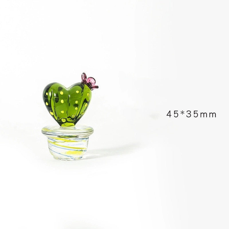 Stylish Glass Cactus Ornament for Desktop Decoration|Home Decor Accessories