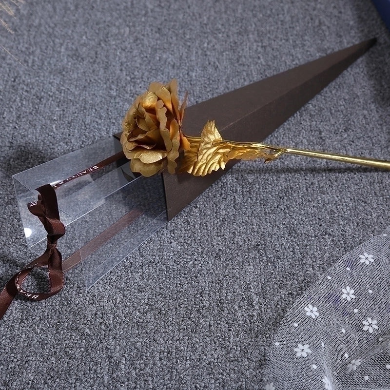 Elegant Rose Gold Foil Date with Rose Flower|Jewelry & Accessories